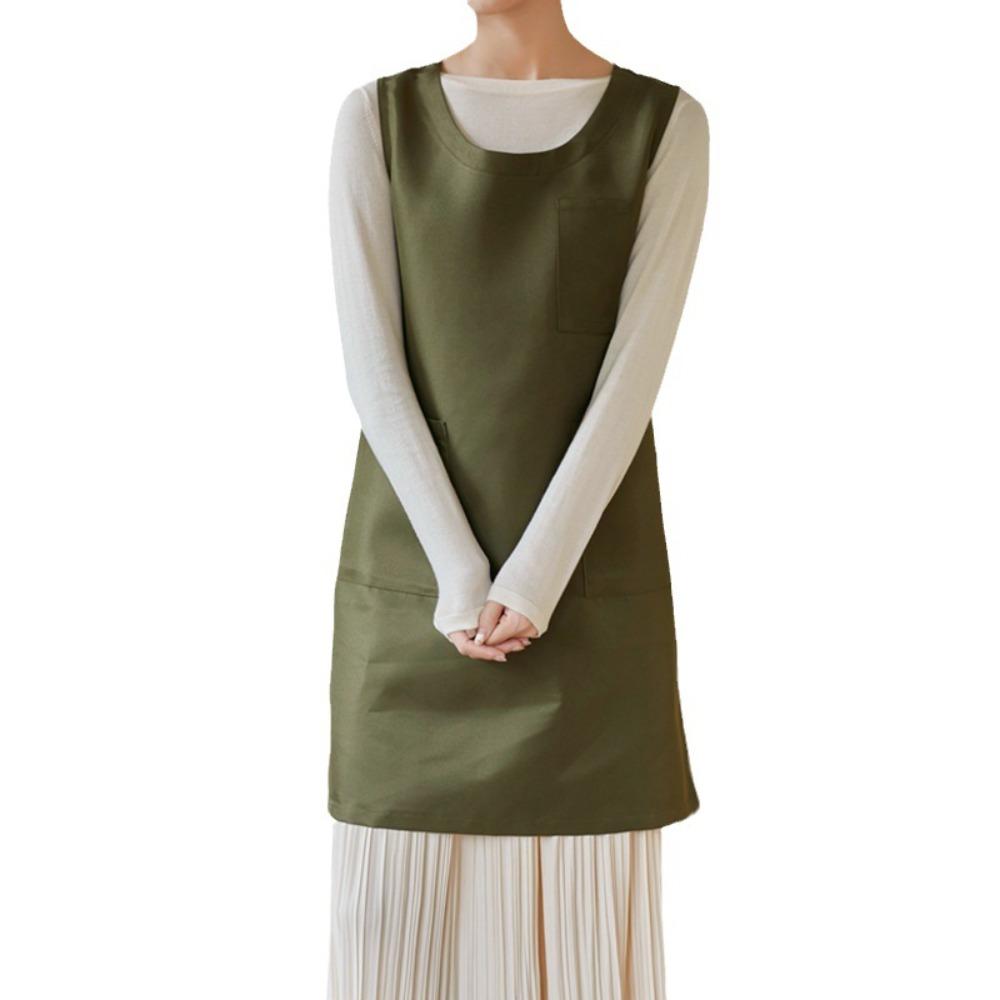 Thickened Korean Dress Apron Solid Color Sleeveless Apron Durable Cooking Apron  Woman