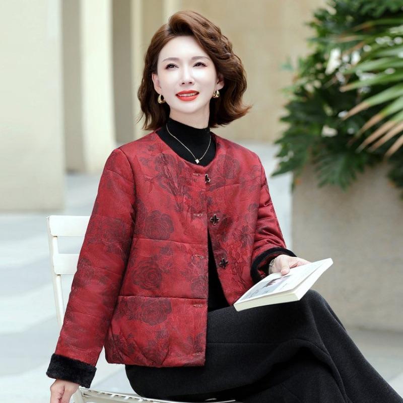 Autumn and winter classic high-end cotton-padded coat jacquard new retro cotton-padded clothes