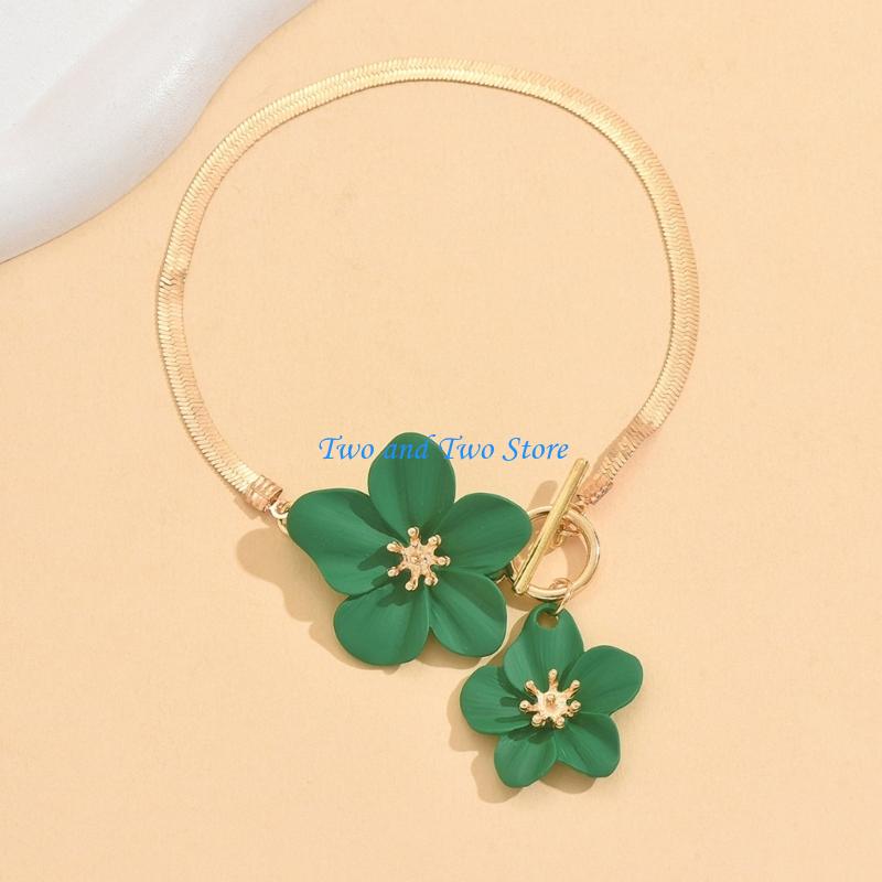 HX6F Elegant Floral Anklet Alloy Charm Adjustable Fit Beach Jewelry for Ladies Wear
