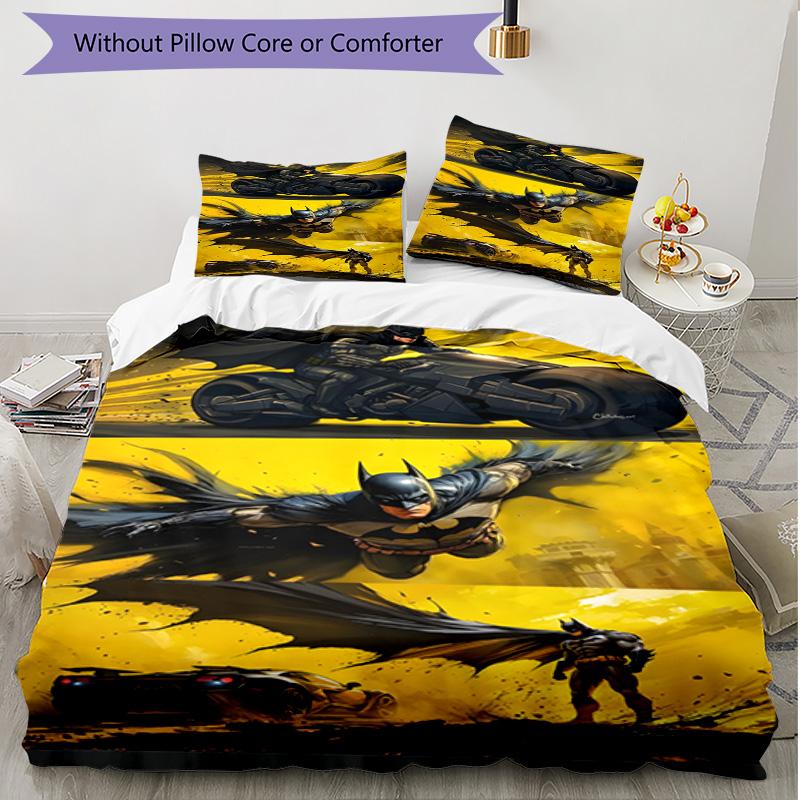 3pcs Duvet Cover Set (1*Duvet Cover + 2*Pillowcase, Without Core), Superheroes Print Soft All‑Season Bedding Set, Home Bedroom Decor Gift