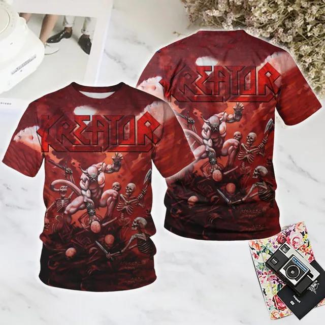 Rock Kreator 3D Print T-Shirts Unisex Short Sleeve Round Neck Harajuku Y2K Hip Hop Top Tees Men's Women's Popular Clothing