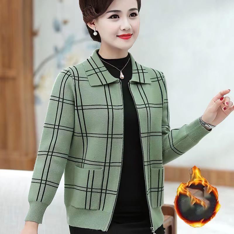 Women's Clothing Autumn Winter Velvet Padded Coat Plaid Female Short Jacket Style Loose Plus Size Overcoat