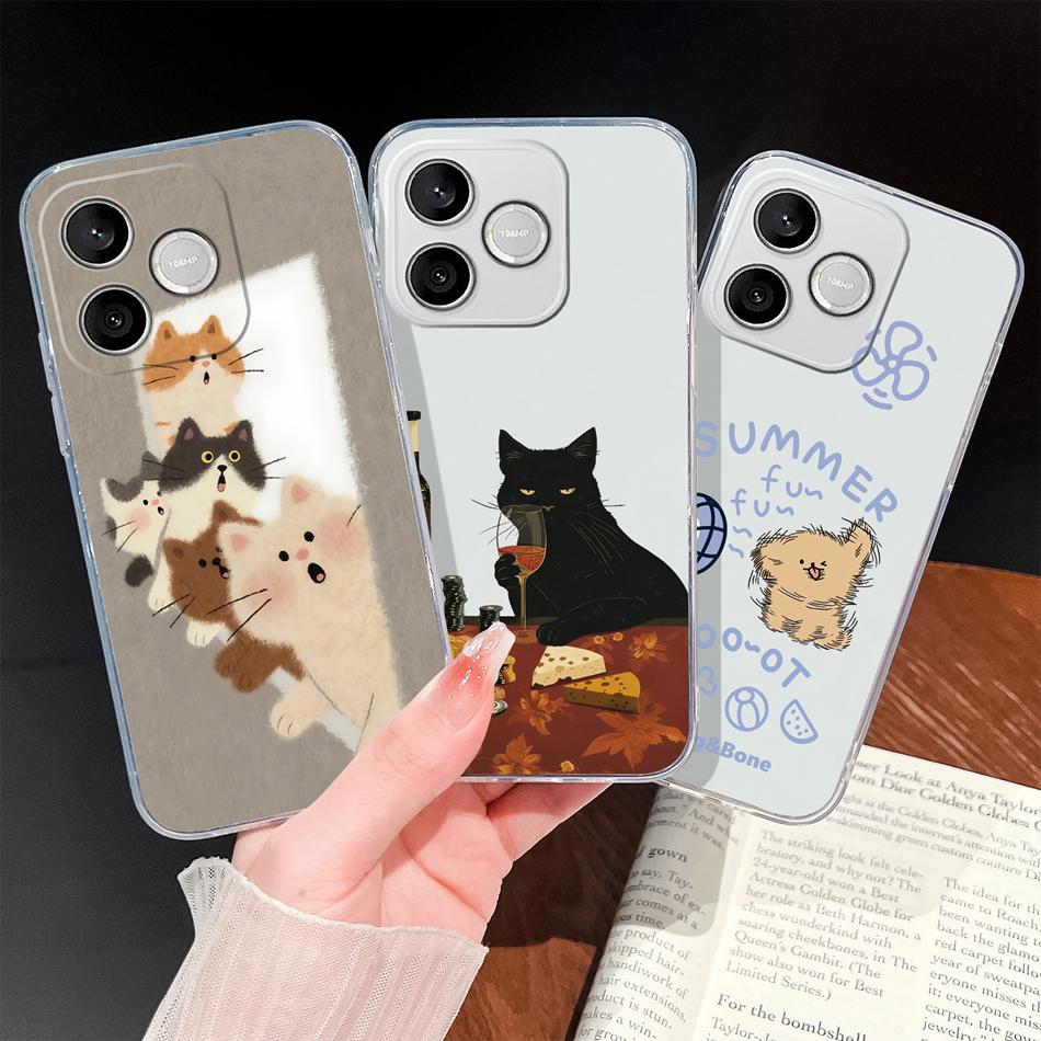 Phone Case For Honor 600 Lite 500 Smart 5G Cute Fish Bubble Phone Cover Soft Transparent Silicone Anti Slip Lightweight Funda