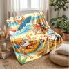Garden Gnomes Among Sunflowers Theme blanket Lightweight Warm Flannel Blanket Decorative Throw Blanket for Home Decoration