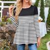Women's Casual Fashion Long Sleeve Shirt Striped Tunic Top