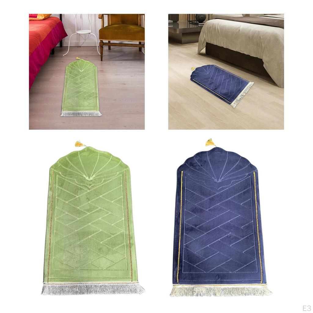 Muslim Prayer Rug Embossing Decorative Lightweight Unique Cushion Flannel Carpet Floormat for