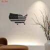 1pc Black Wrought Iron USA Shape Wall Art, Laser-Cut Patriotic Metal Decor with American Flag Pattern for Bedroom Living Room