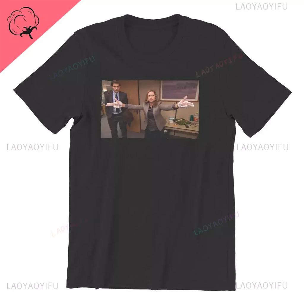 Humor Pam and Jim T-Shirt for Men The Office Halpert Big Tuna Humor Tees Round Collar Short Sleeve T Shirts Printing Cotton Tops