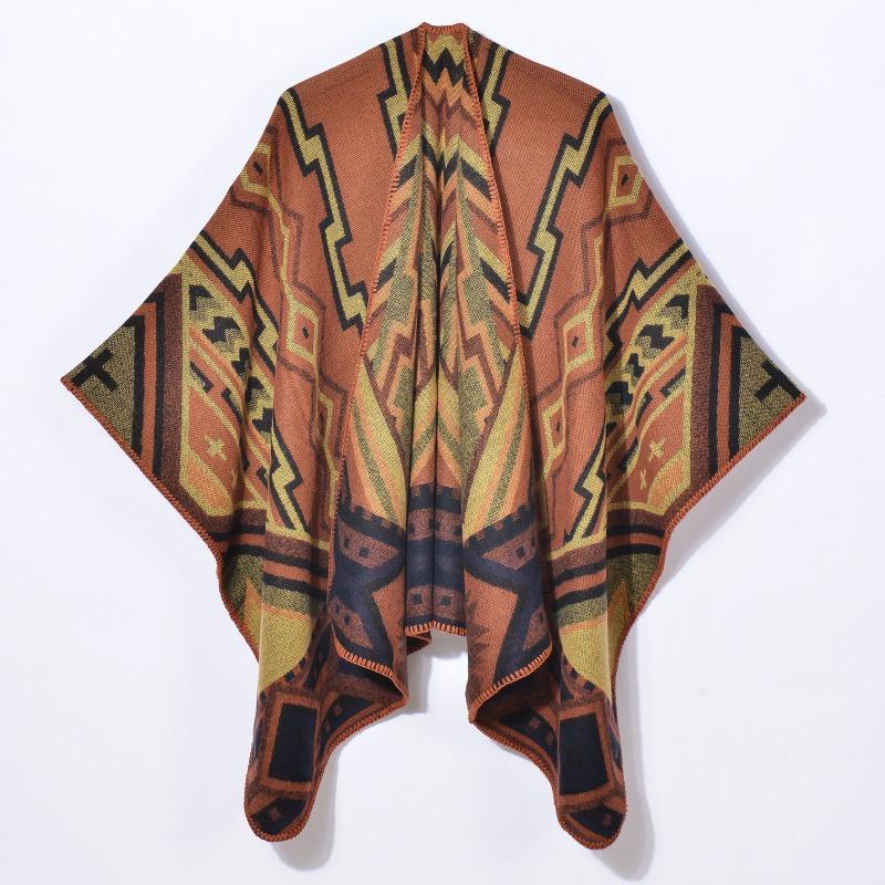 

Новая простая геометрическая раздельная жаккардовая утолщенная шаль-накидка осенне-зимний теплый шарф-шаль 130x150cm