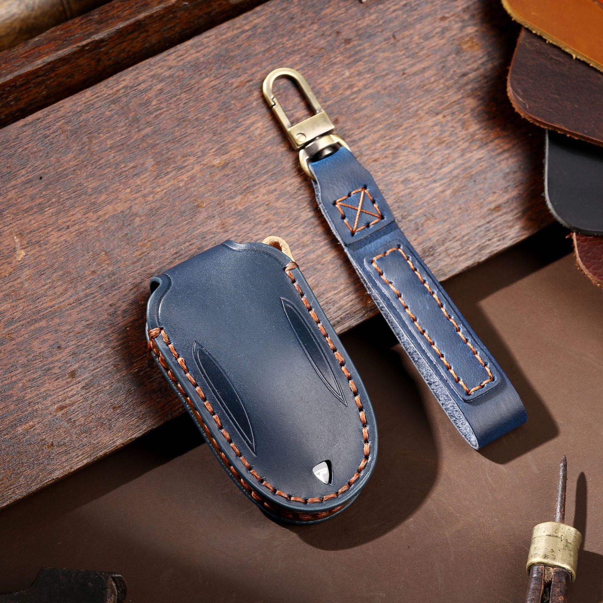 

Leather Car Key Fob Case Cover For Tesla Model 3 X S Y Model3 Models Modely Modelx Keychain Accessories Model 3 S Y