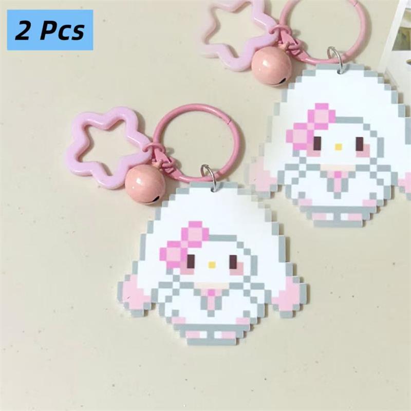 

2 шт. Милый пиксельный стиль Sanrio Hello Kitty Колокольчик Звезда Брелок Подвеска Девушка Цепочка для телефона Шарм для CCD-камеры Аксессуары Брелок Подарки