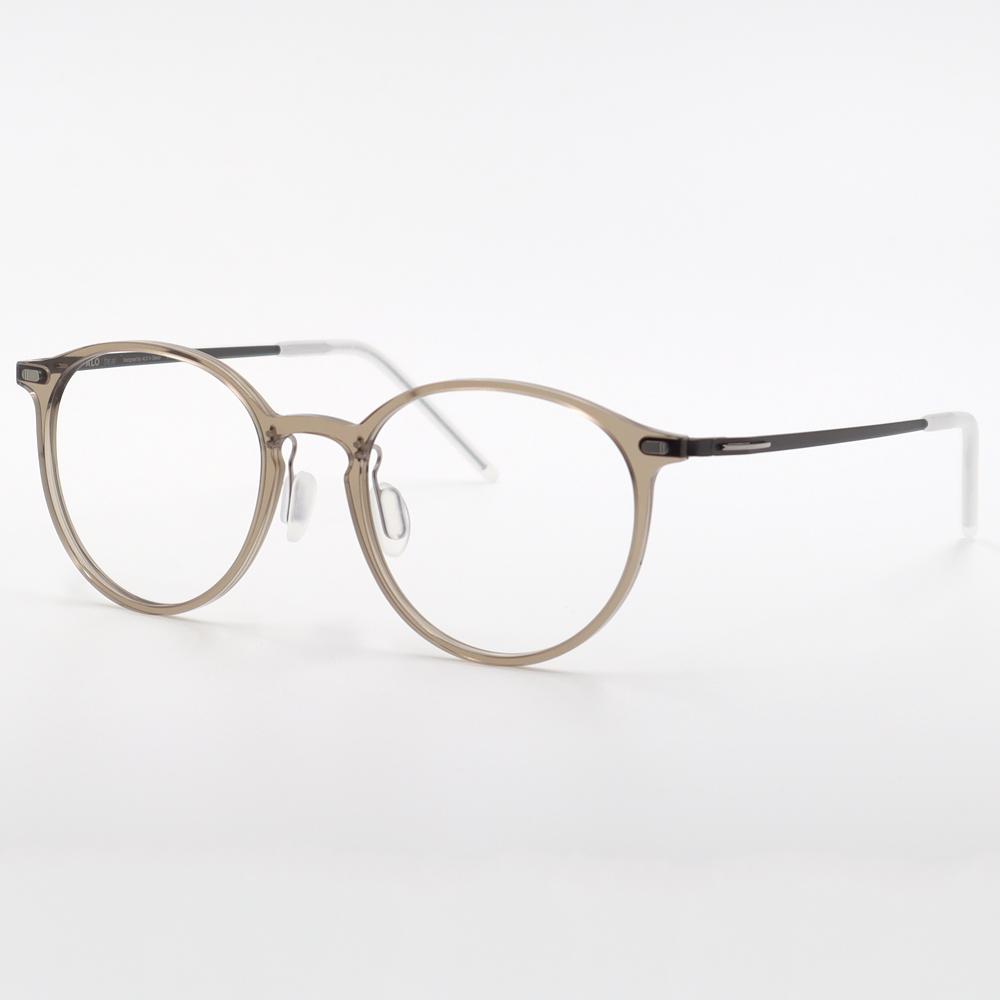 Alloaiweeo [The Air] Al5211 1010G Ultra-Light Semi-Oversized Round Transparent Khaki Eyeglass Frame Blue Light Lens Option