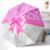 1pc Pink Leopard Bow Print Automatic Opening and Closing Folding Umbrella with 8 Iron Ribs - Portable, Foldable for Travel Yy251124090