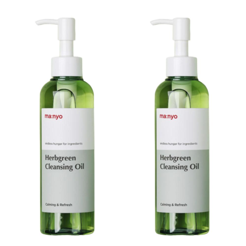 ma:nyo Herb Green Cleansing Oil 200ml Duo Set | Pore-Purifying & Scalp-Soothing K-Beauty Herbal Cleansing Oil