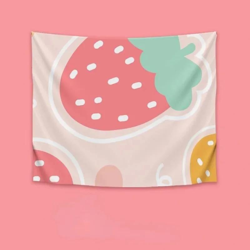 Милый мультяшный медведь клубника подвесная ткань украшение стены дома гобелен офис — фото 10