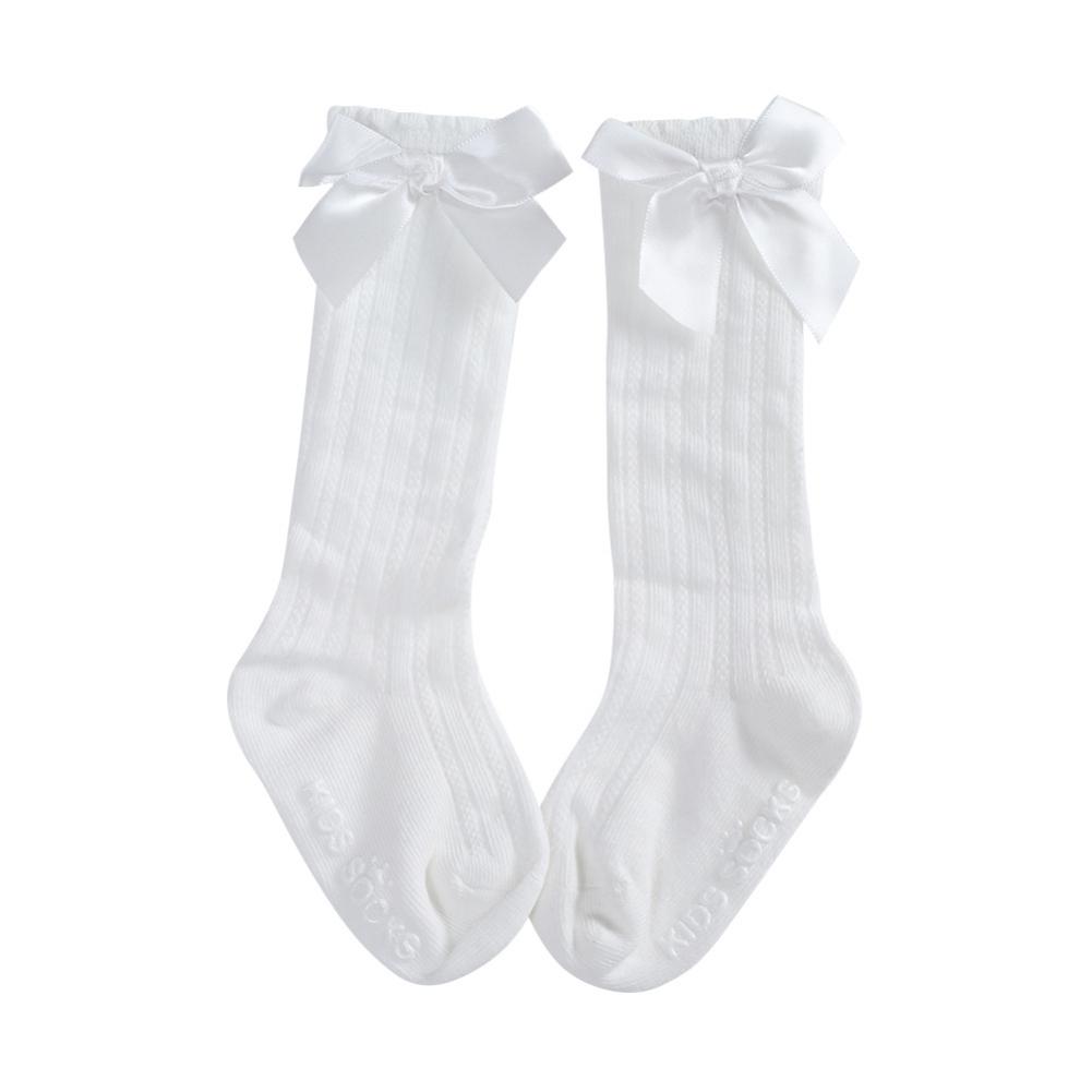 

Носки для новорожденных девочек, новые детские носки для маленьких девочек, длинные гольфы с большим бантом, мягкие хлопковые кружевные детские носки, детские носки, От 0 до 3 лет M