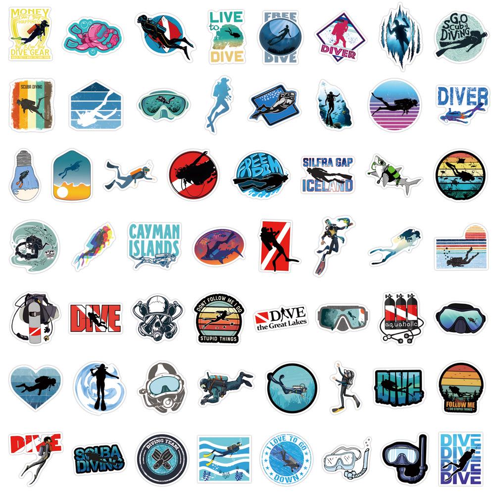 Tauch Cartoon Graffiti Sticker Set - 55 Stück Wasserdichte Dekoration für Wasserflaschen, Laptops und Planer