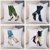 Lady High Heel Shoes Print Cushion Cover for Car Sofa Home Super Soft Short Plush Pillow Case Decor Cartoon Pillowcase 45*45 Cm