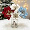 1PC Glitter Sequin Christmas Fake Flowers Flannel Magnolia Flowers  Xmas New Year Decor
