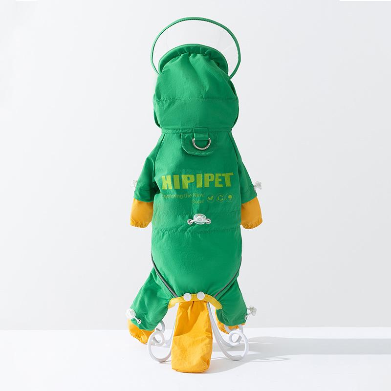 Popular traction dog raincoat Bi Xiong Teddy waterproof four-legged clothes dog poncho when going out in rainy summer