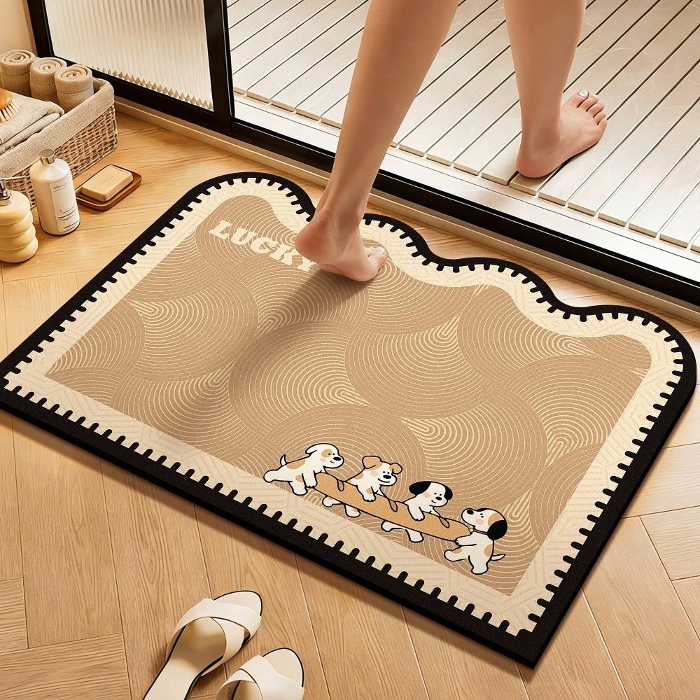 Dog Bathroom Mat Anti Slip Door Mat Creative Puppy Absorbent Mat  Bathroom Use