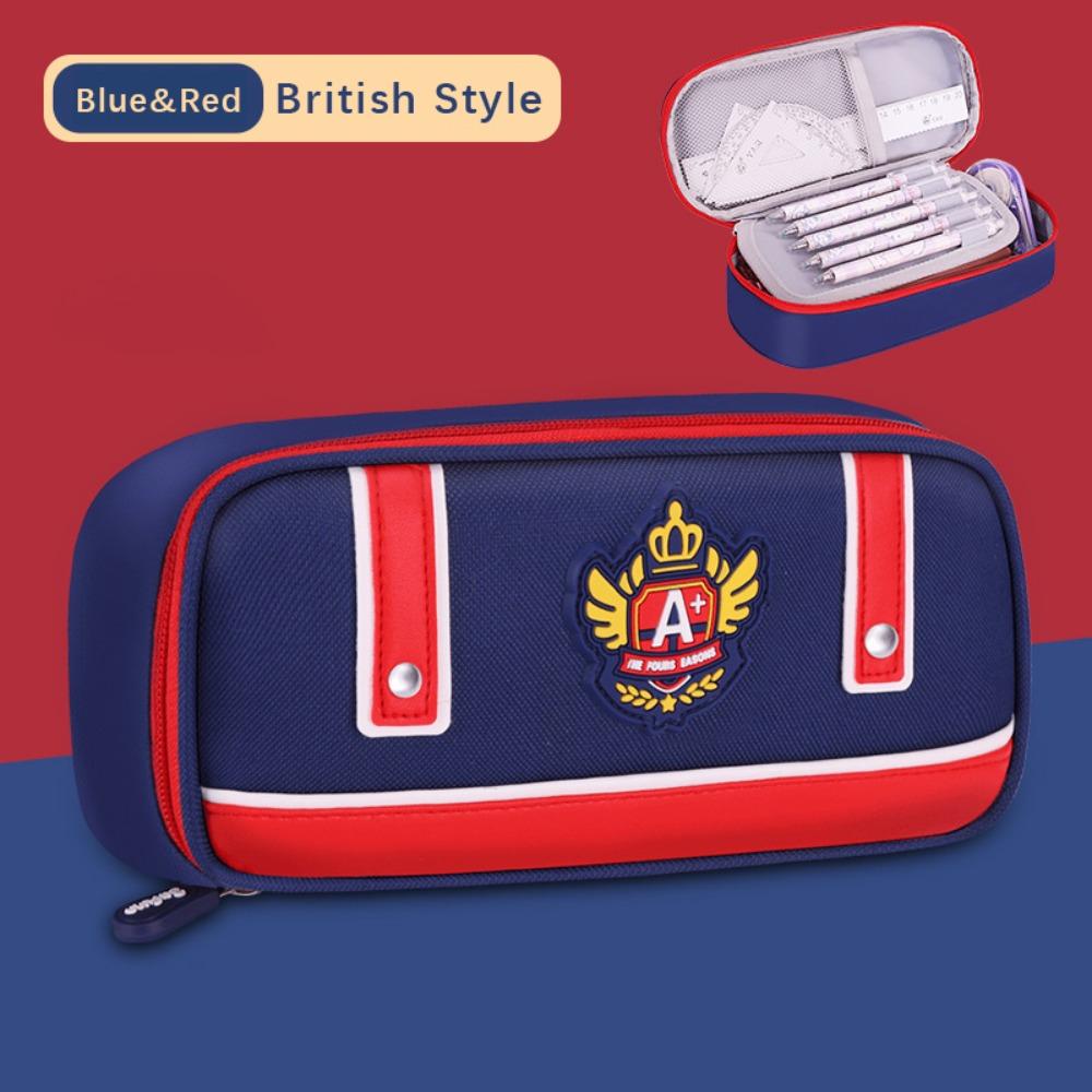 Three-layers Pencil Case British Style Stationery Bag Cartoon Cosmetic Storage Bag  Back To School