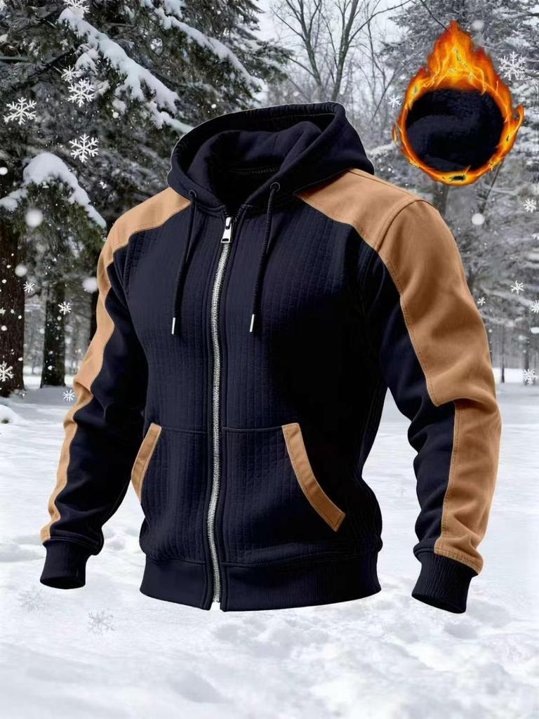 Men's Warm Double-Layer Zipper Hoodie - Casual Autumn/Winter Long-Sleeve Sweatshirt