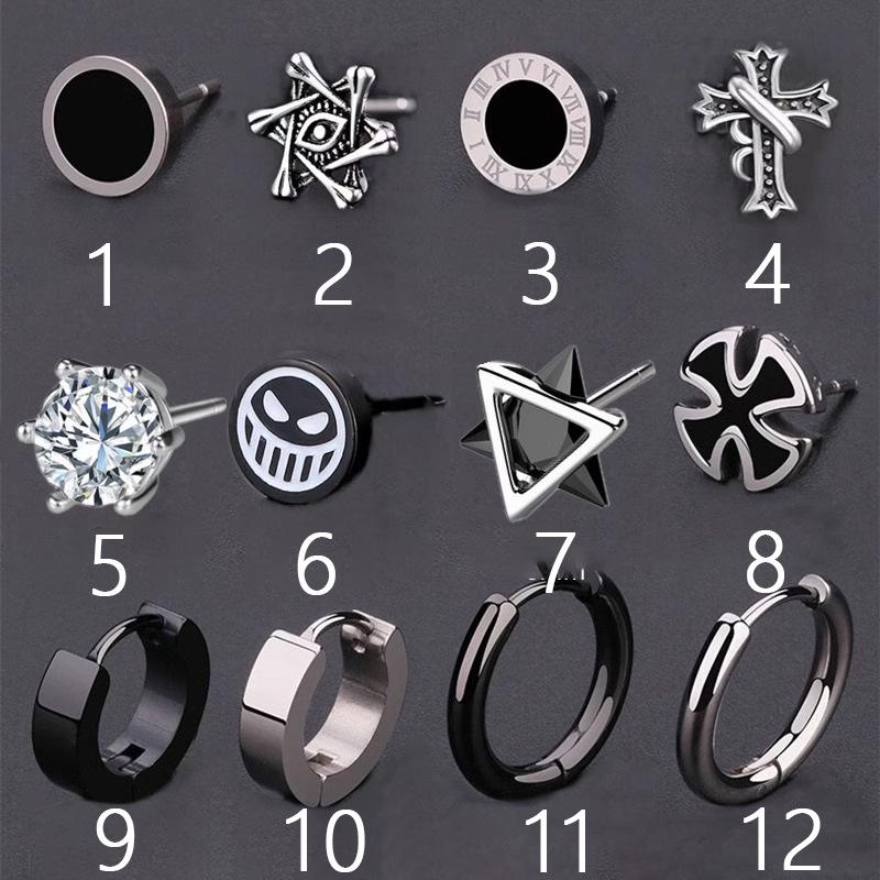 Trendy Titanium Steel Stud Earrings for Men & Women - Cool Punk Hip Hop Style, Minimalist Versatile Street Jewelry