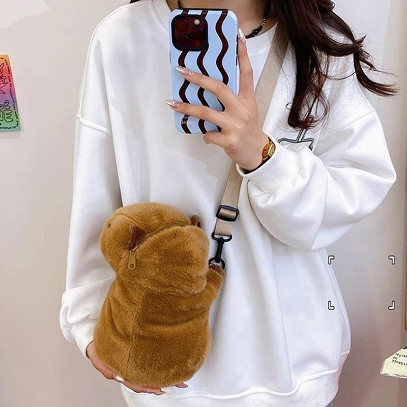 New Cute Plush Backpack Capybara Crossbody Bag Handbag Soft Capybara School Bag For Kids Birthday Christmas Festival Gifts