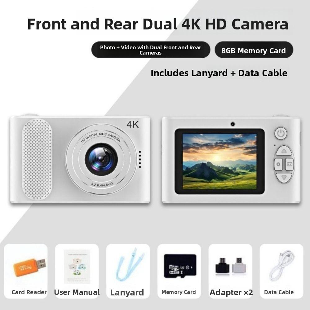 

44MP 4K Digital Camera Double Lens Selfie Camera 1080P Entry-level Camera Travel Use білий