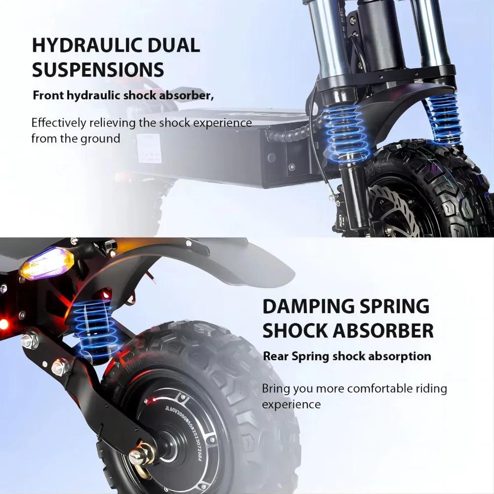 TOURSOR E5B Erwachsener Elektroroller 6000W Dualmotor 60V 40AH Geländereifen Elektroroller für Stadt- und Geländeabenteuer