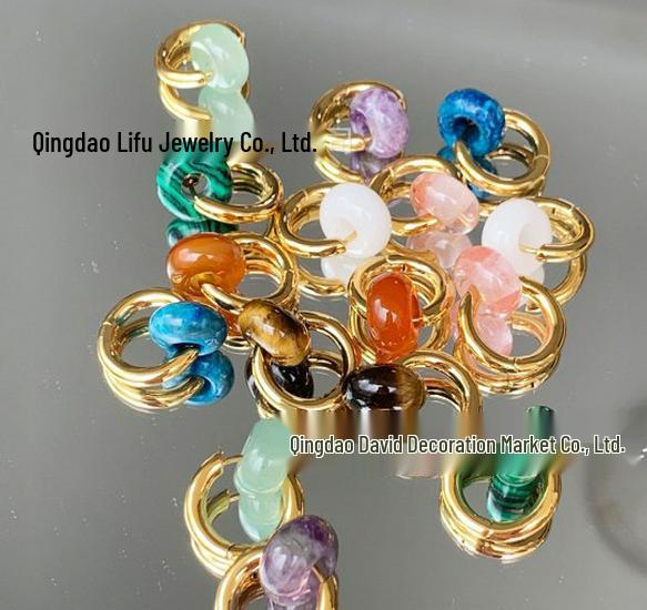 Niche Design Natural Agate Jade Lucky Bead Earrings