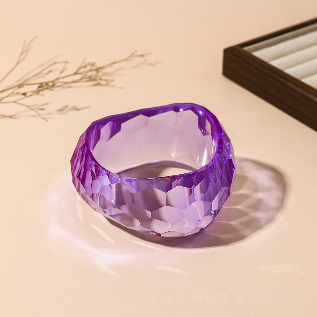 Asymmetric Cutting Geometry Transparent Colorful Resin Acrylic Bangles For Women Bangle Bracelets Charm Thick Simple Jewelry