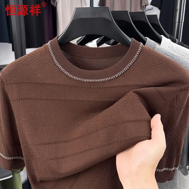Hengyuanxiang Men s Lyocell-Linen Blend Knit T-shirt XL