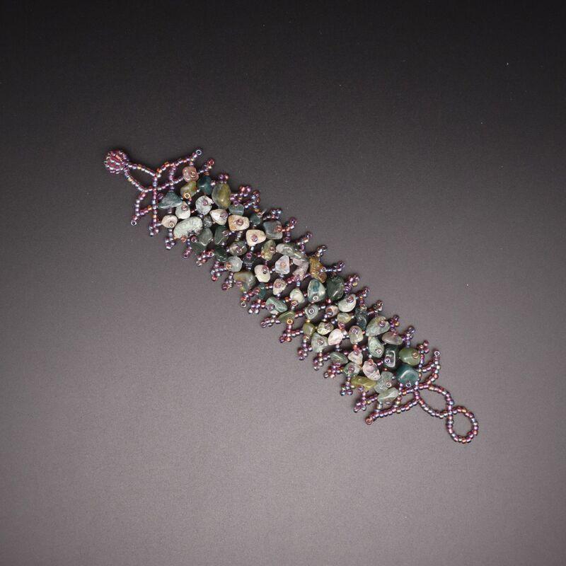 Handmade Bohemian Ethnic Style Beaded Bracelet With Natural Stone Chips Hollow Seed Beads Women Men
