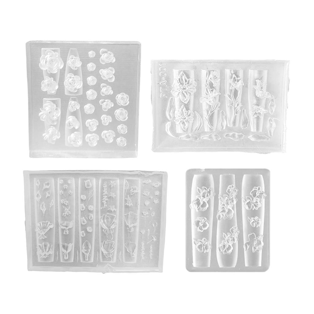 Multipurpose Nail Art Silicone Mould for 3D Designs Butterfly Flower Rose Patterns Portable for Acrylic Craft Supplies