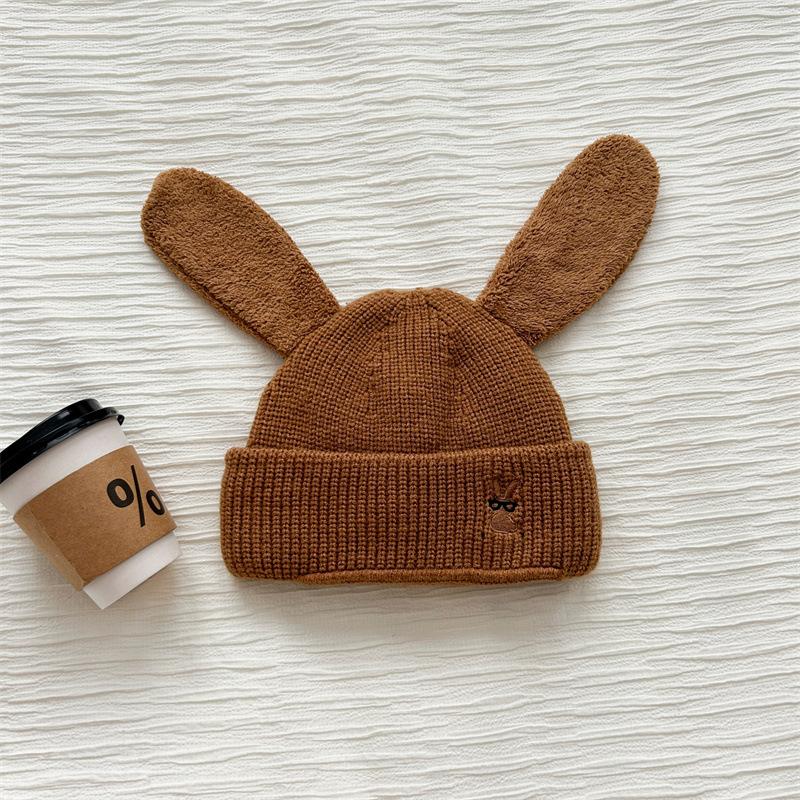 Glasses Rabbit Knitted Warm Hat Women's Cold-proof Scarf Integrated Hat Outdoor Cycling Windproof Neck Cover One-piece Hat