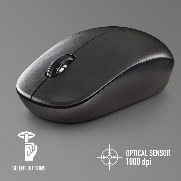 Souris optique sans fil - ngs - fog pro black - 1000 dpi - boutons silencieux - nano usb