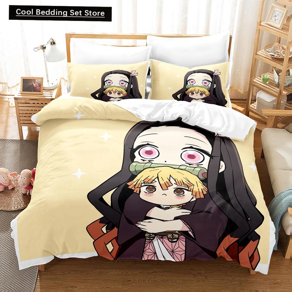 3D Anime Kawaii Tjejer Ur bladet Sängkläder Påslakanset Med Örngott Twin Full Queen King Sängkläder Sänglinne
