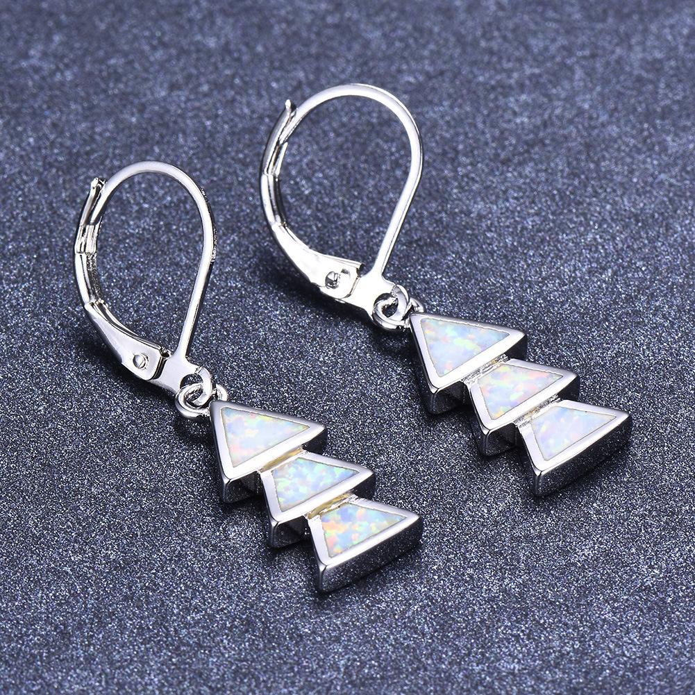 Three Blue Triangular Earrings Womens Long Pendant Earrings Creative Temperament Accessories