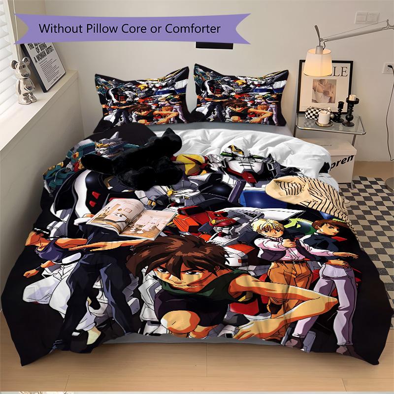 Mobile Suit Adventure Print 3Pcs Bedding Setduvet Cover With 2 Bedropillowcase Home Birthday Gift
