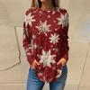 Tee Shirts For Women Casual Round Neck Long Sleeve Shirts Christmas Printing Top Pullover