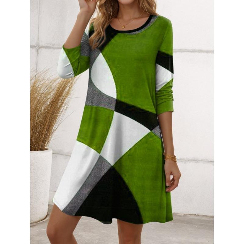 IHUASU Fashion Autumn Winter Long Sleeve O-Neck Casual Dresses