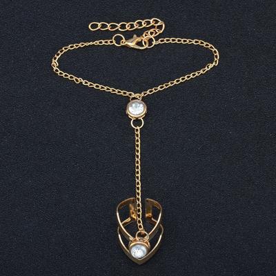 Gold Big  Ring Bracelet For Women Wrist Chain Jewelry Hand Back Chain