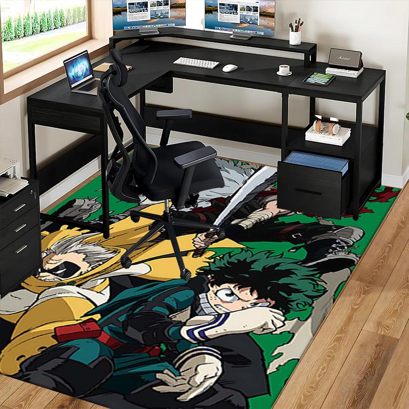 1pc My Hero Academia Chair Mat - Anime Cartoon Design, Anti-Slip Carpet for Office, Home Decor, Living Room, Bedroom, Game Room - Suitable for All Sea