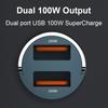 G50S 12-24V Dual USB Ports 200W Car Charger Adapter with 100W Super Fast Charging Cable