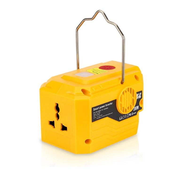 AC 220V For Makita/Ryobi/Bosch/Dewalt/Milwaukee 18V Lithium Battery Outdoor Inverter Generator 200W Inverter Power LED