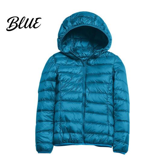 Polyester Lining Coat Pockets Zip-up with Hood Down Jacket Women Winter And Zipper Padded Warm