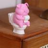 Cartoon Pig Figurine 3D Printed Pig Sitting On Toilet Cute Pig Desktop Ornaments  Home Office