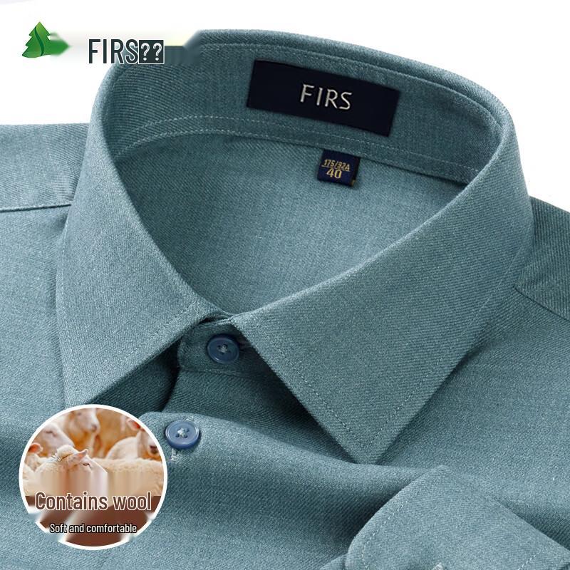 FIRS Men's Brushed Wool Blend Long Sleeve Business Shirt